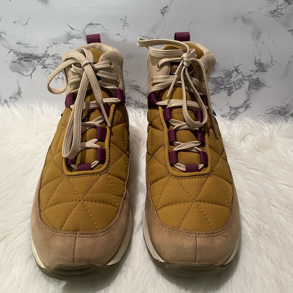 Teva Quilted Ankle Boots in Mustard and Burgundy